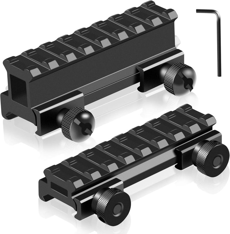 LONSEL Picatinny Riser Mounts, FENTUK 1 Inch High Profile & 1/2 Inch Low Profile 8 Slots Picatinny Rail Riser Mount with See Through Design for Scopes Optics Red Dots - 2 Pack (Include 1" & 0.5" Riser Mount) - Image 1